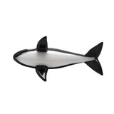 Miniature Glass Whale Figurine with White Belly - Black