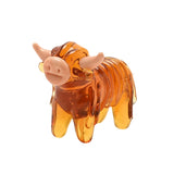Miniature Standing Highland Cow Glass Figurine - Orange