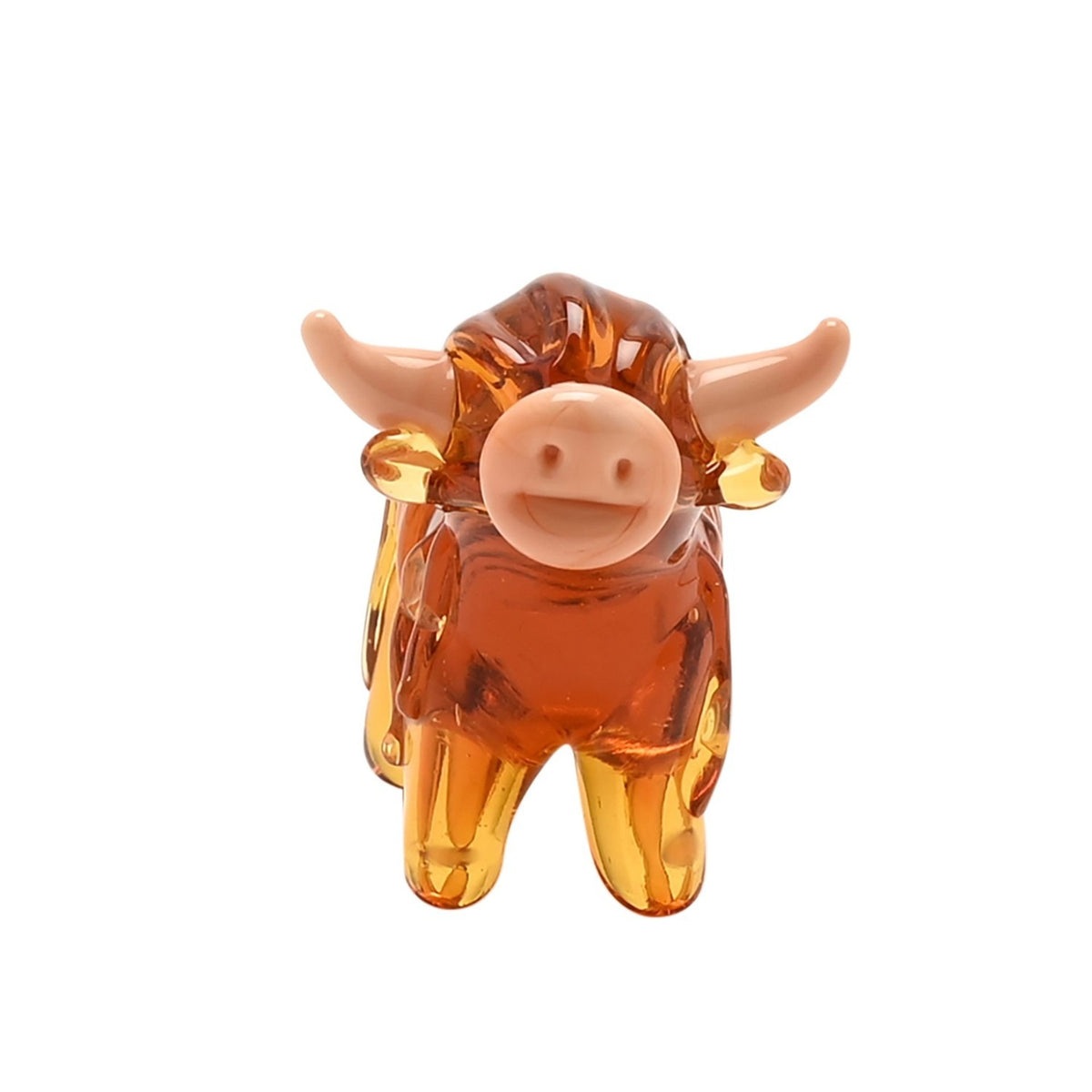 Miniature Standing Highland Cow Glass Figurine - Orange