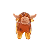 Miniature Standing Highland Cow Glass Figurine - Orange