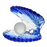 Clam Shell Glass Figurine with Pearl - Blue