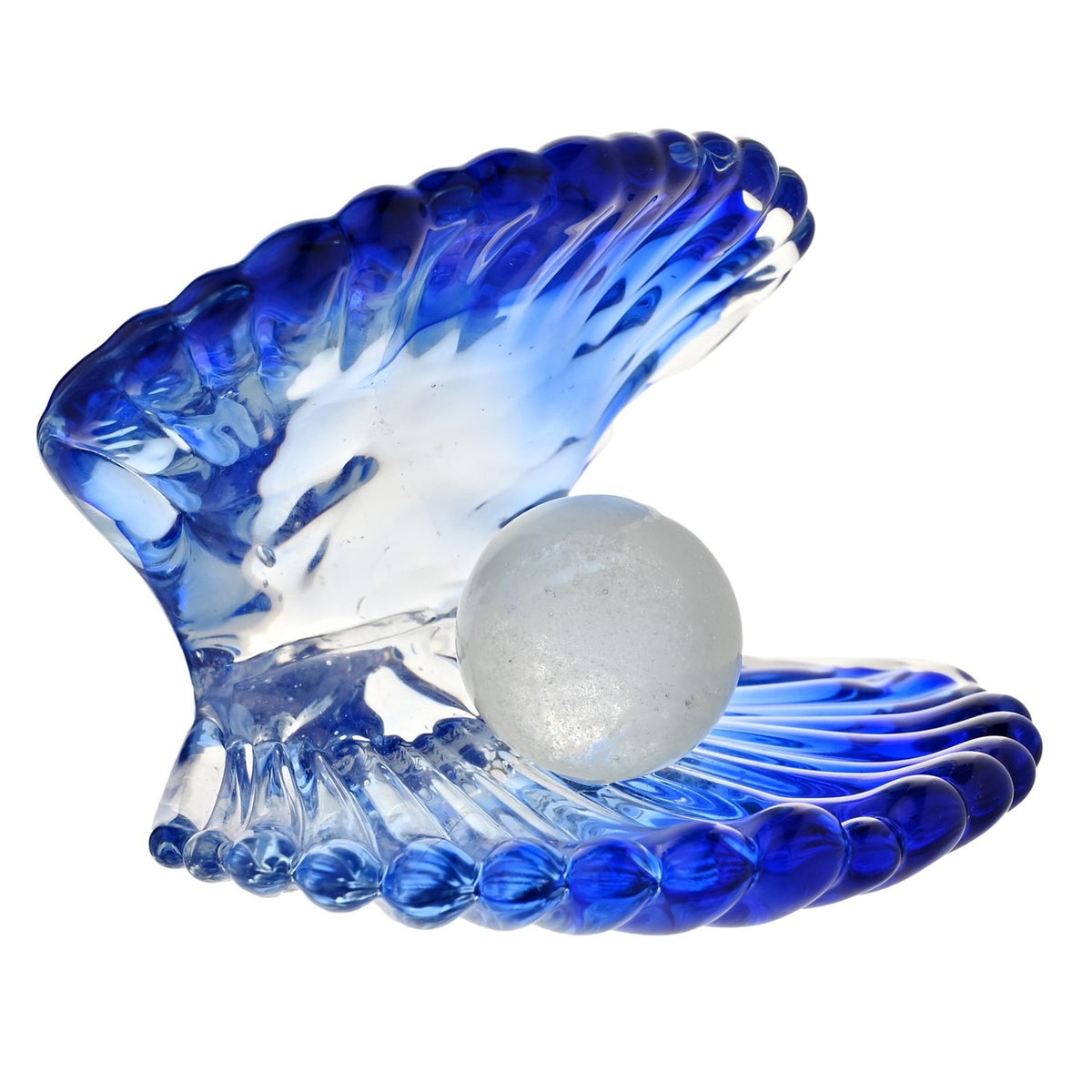 Clam Shell Glass Figurine with Pearl - Blue