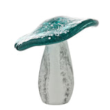 Spotted Toadstool Glass Figurine with White Stem - Teal