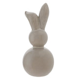 Ceramic bunny decoration, 19.6cm, with two rounded stacked forms and tall floppy ears, glossy white and grey glaze, shown against a plain white background.