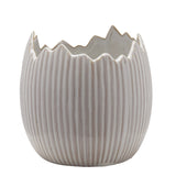 Ribbed Cracked Egg Shell Ceramic Planter Set of 2 - White