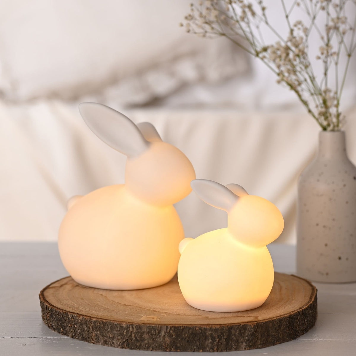 Easter Sitting Bunny LED Ceramic Light-Up Decoration - White