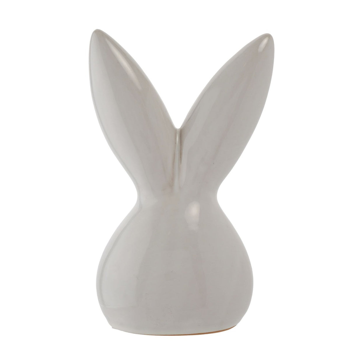 Long Eared Easter Bunny Head ceramic decoration, 20cm, glossy white with tall pointed ears meeting at a V, shown on a plain white background.