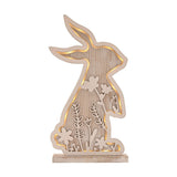 Floral Bunny LED Wooden Light-Up Decoration 32cm - Brown