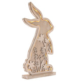 Floral Bunny LED Wooden Light-Up Decoration 32cm - Brown