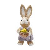Easter Bunny Holding Baby Chick Plastic Decoration - Brown