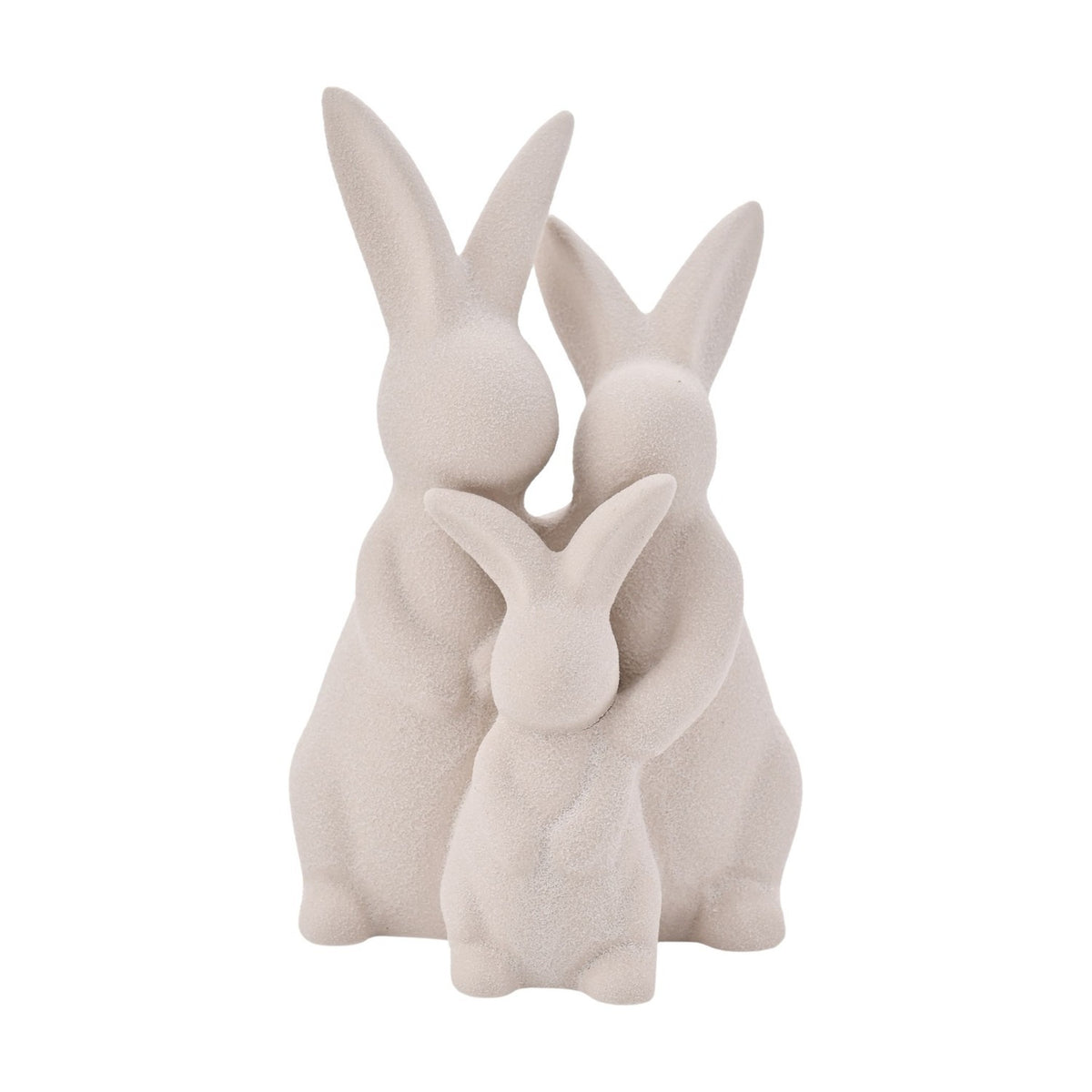 Easter Family of Hugging Bunnies Ceramic Figurine - Grey