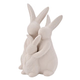 Easter Family of Hugging Bunnies Ceramic Figurine - Grey