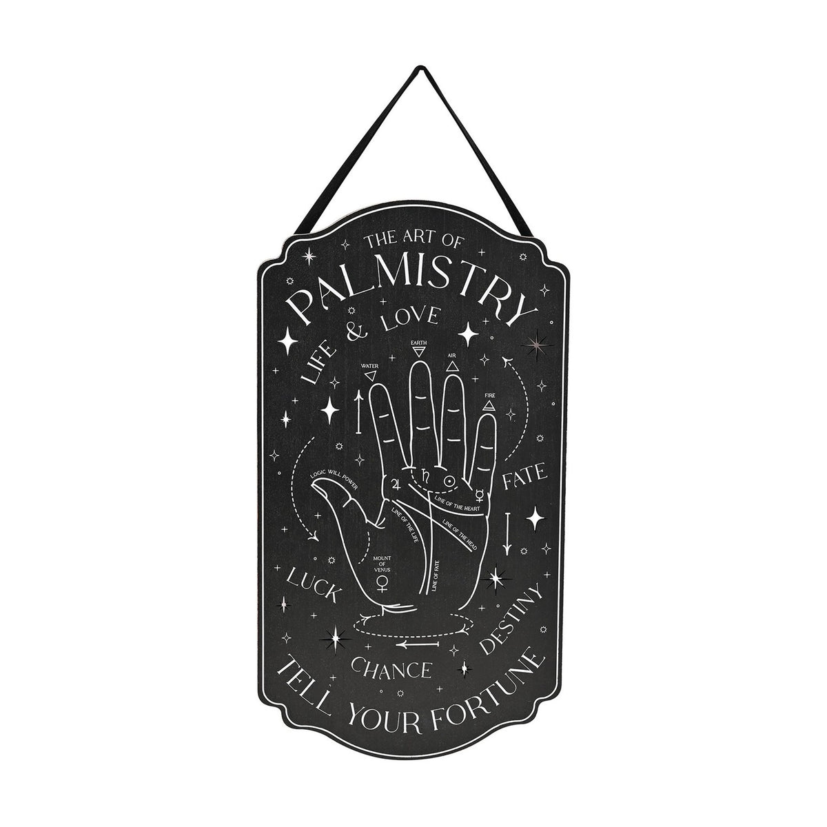 The Art of Palmistry Hanging Wooden Plaque - Black & White