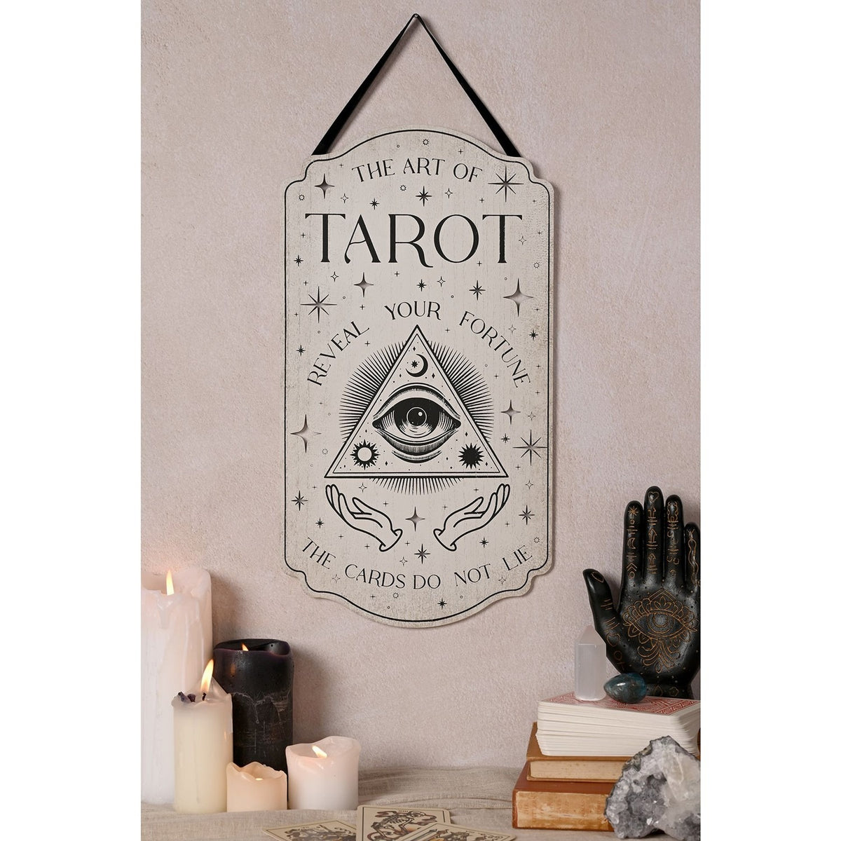 The Art of Tarot Wooden Hanging Wall Plaque - White & Black
