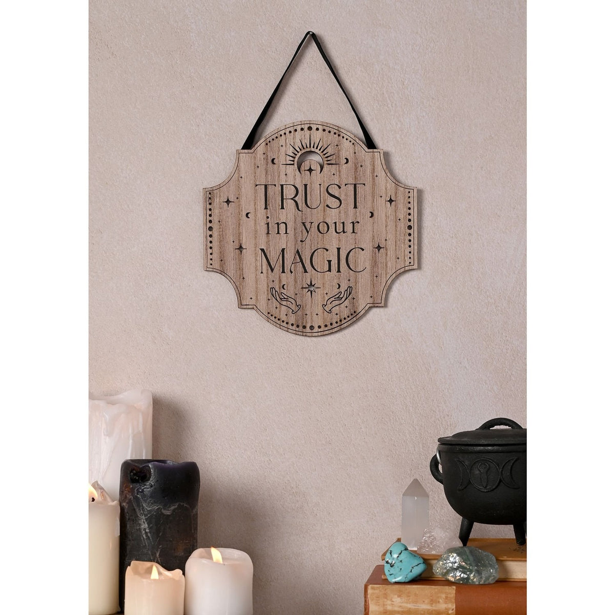 Trust in Your Magic Hanging Wooden Plaque - Brown & Black