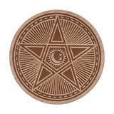Pentagram and Eye Set of 4 Engraved Wooden Coasters - Brown