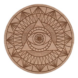 Pentagram and Eye Set of 4 Engraved Wooden Coasters - Brown
