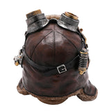 Steampunk Aviator Skull Resin Figurine with Goggles - Brown