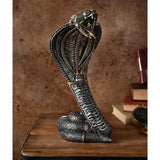 Coiled Steampunk Snake Resin Figurine with Gears - Silver