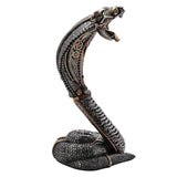Coiled Steampunk Snake Resin Figurine with Gears - Silver