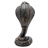Coiled Steampunk Snake Resin Figurine with Gears - Silver