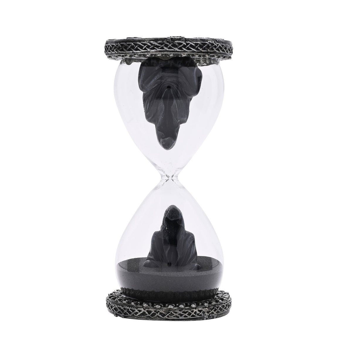 Grim Reaper Resin Hourglass with Celtic Knot Caps - Silver