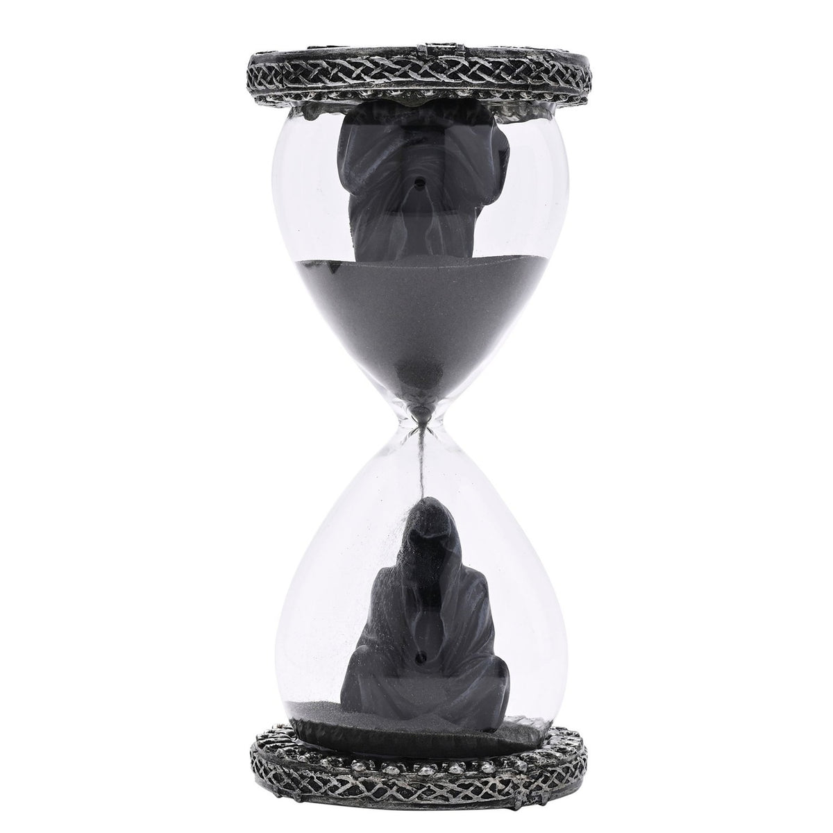 Grim Reaper Resin Hourglass with Celtic Knot Caps - Silver