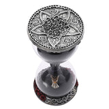 Skeleton and Rose Resin Hourglass with Black Sand - Clear