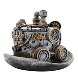 Steampunk Gear Top Hat Resin Trinket Box with Lid - Silver