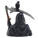 Grim Reaper Resin Figurine with Scythe and Raven - Black