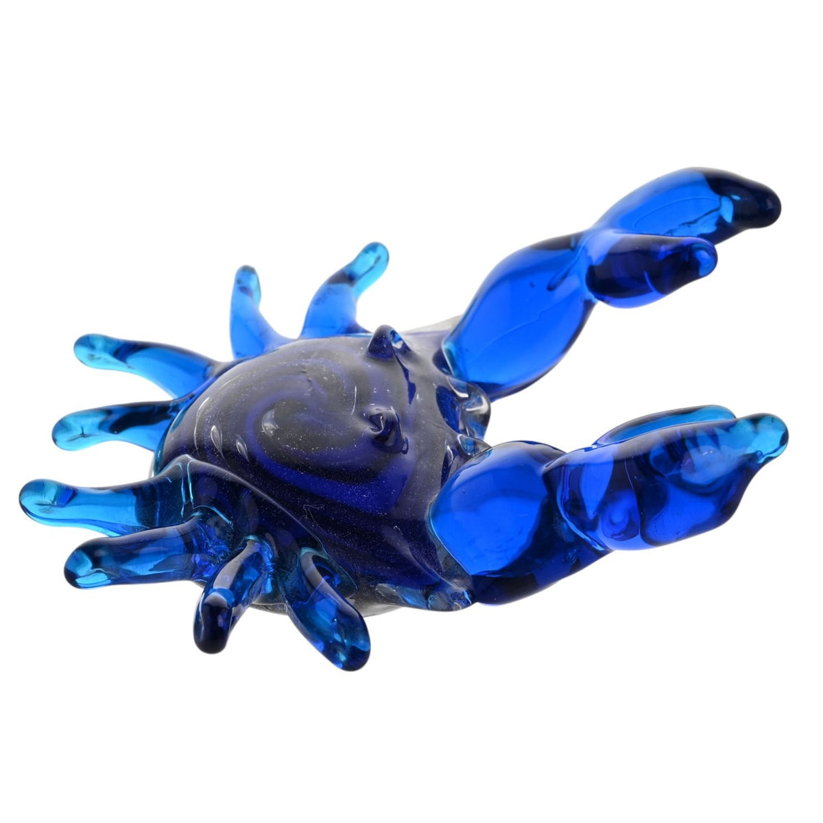 Crab Glass Figurine with Large Claws - Blue