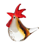 Cockerel Glass Figurine with Red Comb and Wattle - Orange