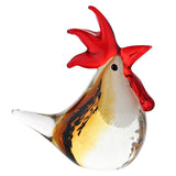 Cockerel Glass Figurine with Red Comb and Wattle - Orange
