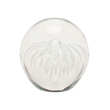Round Burst Flower Glass Paperweight - Clear & White