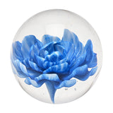 Flower Glass Sphere Paperweight - Clear & Blue