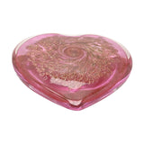 Gold Flecked Swirl Heart Glass Paperweight - Pink