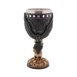 Crow and Skulls Resin Goblet Glass 160ml - Black & Beige