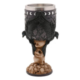 Crow and Skulls Resin Goblet Glass 160ml - Black & Beige