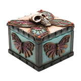 Gothic Moth and Skull Resin Trinket Box with Lid - Green