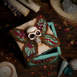Gothic Moth and Skull Resin Trinket Box with Lid - Green