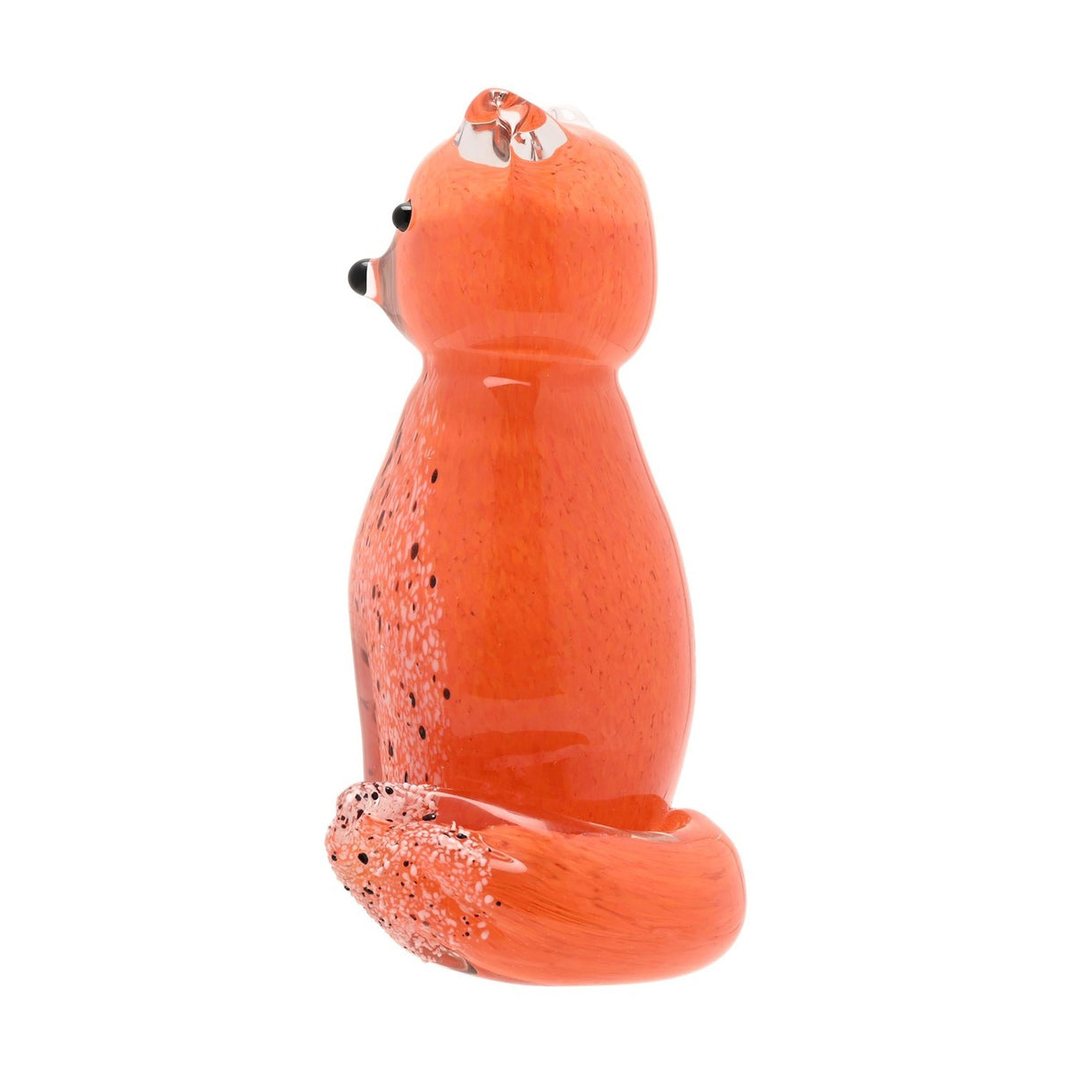 Seated Fox Glass Figurine with Speckled Chest - Orange