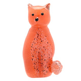 Seated Fox Glass Figurine with Speckled Chest - Orange