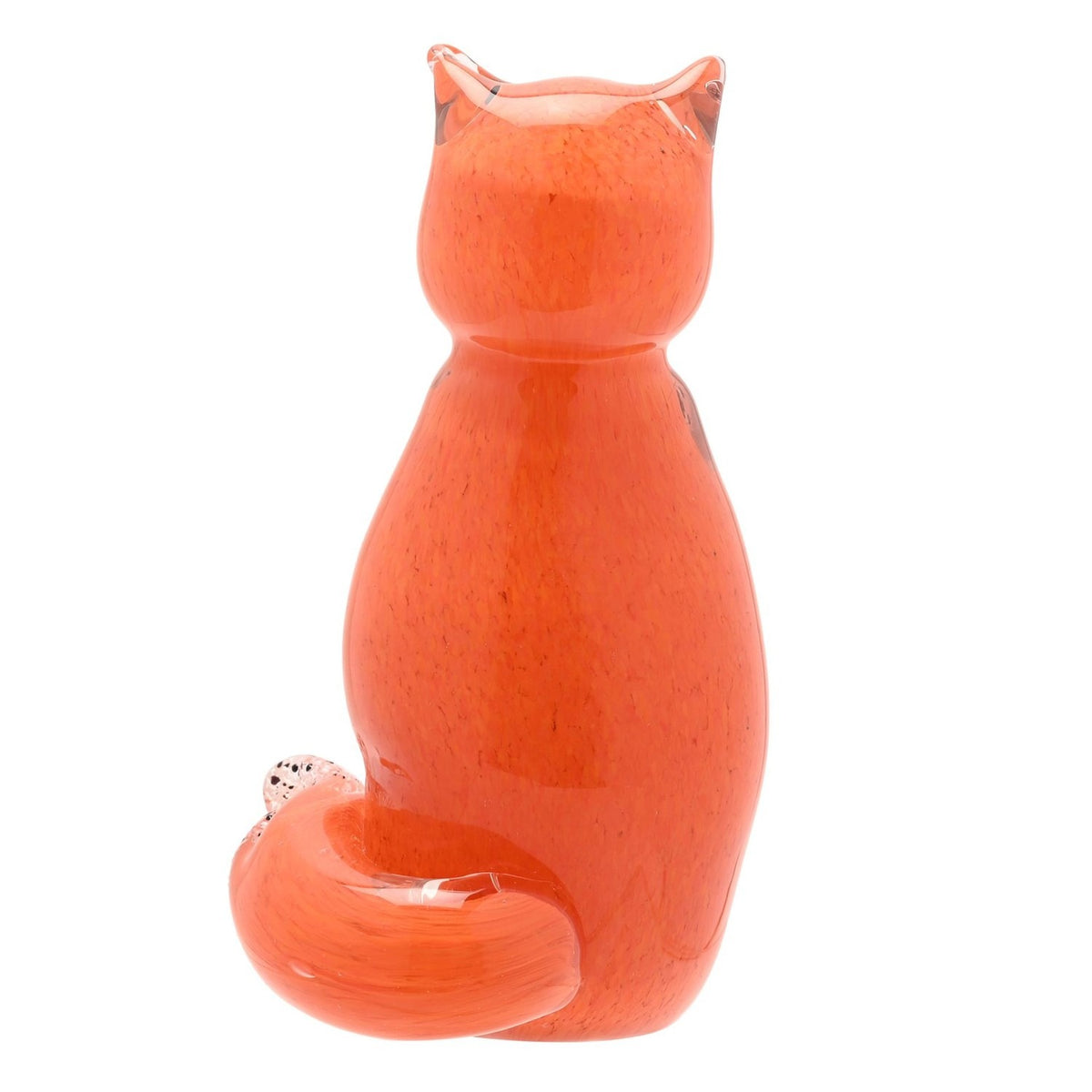 Seated Fox Glass Figurine with Speckled Chest - Orange