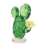 Cactus Glass Figurine with Yellow Flower 13.9cm - Green