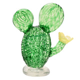 Cactus Glass Figurine with Yellow Flower 13.9cm - Green