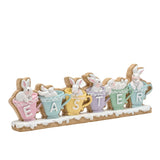 Easter Bunnies in Pastel Teacups Resin Mantel Plaque