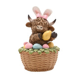 Highland Cow in an Easter Basket Resin Ornament - Brown