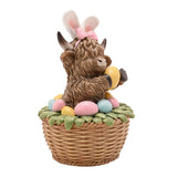 Highland Cow in an Easter Basket Resin Ornament - Brown