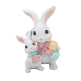 Easter Bunny Mum & Baby Macaron Resin Decoration - White