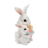 Easter Bunny Mum & Baby Macaron Resin Decoration - White